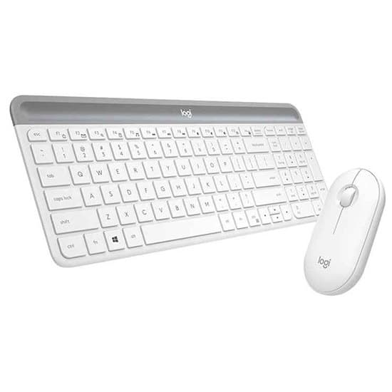 Logitech Mk470 Trådlöst Tangentbord Och Mus Silver US QWERTY Vit