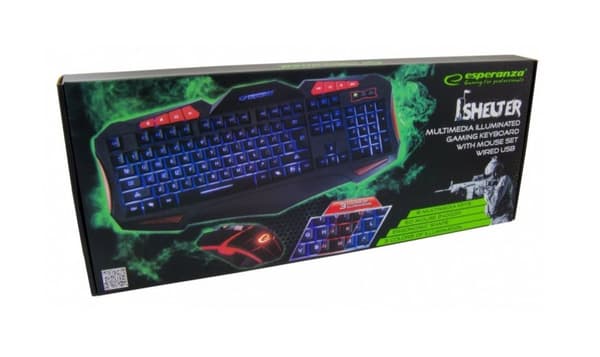 Esperanza EGK3000 sæt tastatur + kablet baggrundsbelyst mus
