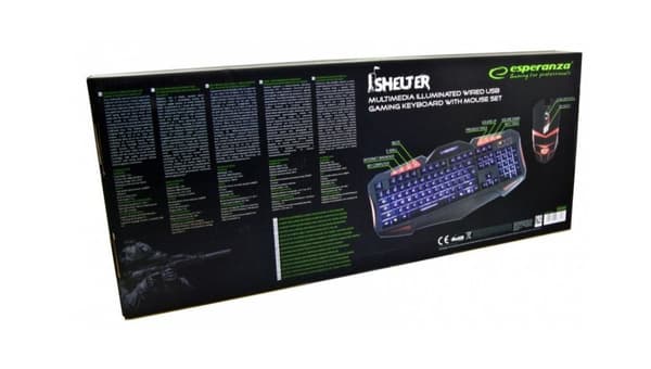 Esperanza EGK3000 sæt tastatur + kablet baggrundsbelyst mus