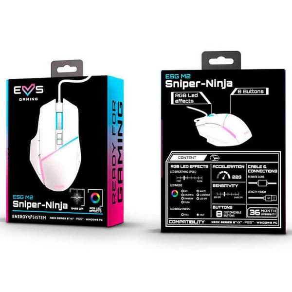 Energy Sistem Esg M2 Sniper-ninja 6400 Dpi Spillemus Hvid