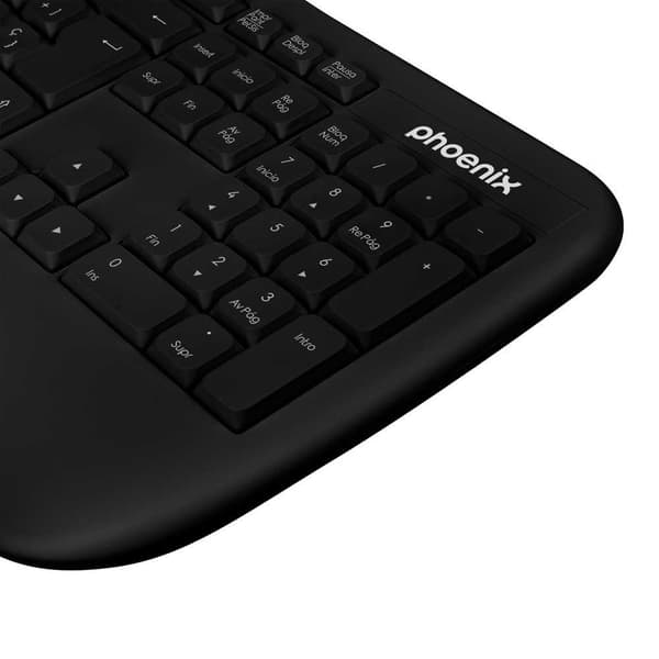 Phoenix Technologies K201 Trådløst Ergonomisk Tastatur Sort