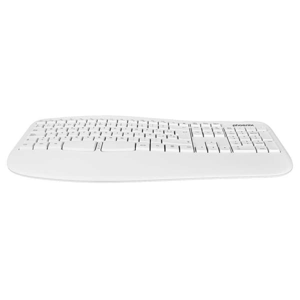 Phoenix Technologies K201 Trådløst Ergonomisk Tastatur Hvid