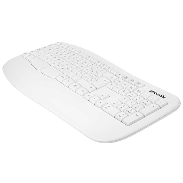 Phoenix Technologies K201 Trådløst Ergonomisk Tastatur Hvid
