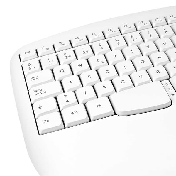 Phoenix Technologies K201 Trådløst Ergonomisk Tastatur Hvid