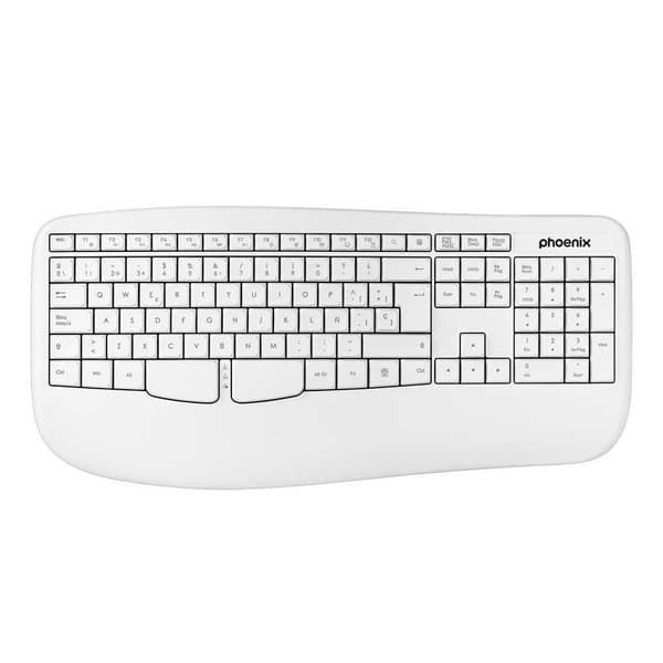 Phoenix Technologies K201 Trådløst Ergonomisk Tastatur Hvid