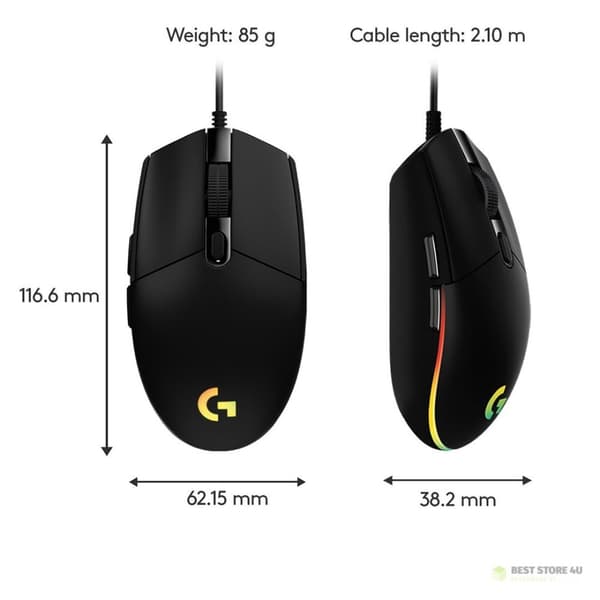 Logitech G203 Lightsync Gamingmus USB Typ-A 8000 DPI