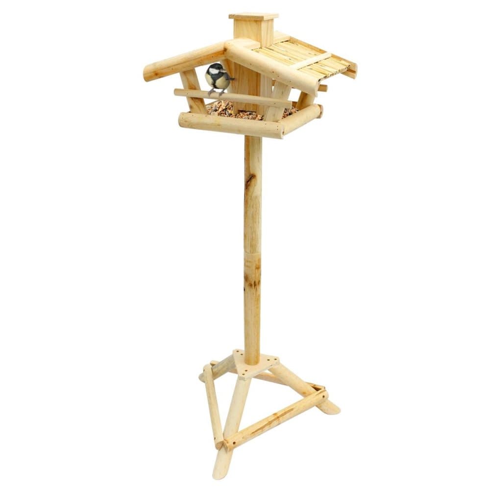 ECD Germany Fuglehus med stativ 115 x 42,5 x 30 cm Fyrretræ Fugleføder Beskyttelse mod sne og regn Fuglebord Håndbygget fuglefodring Havefod til Wrens