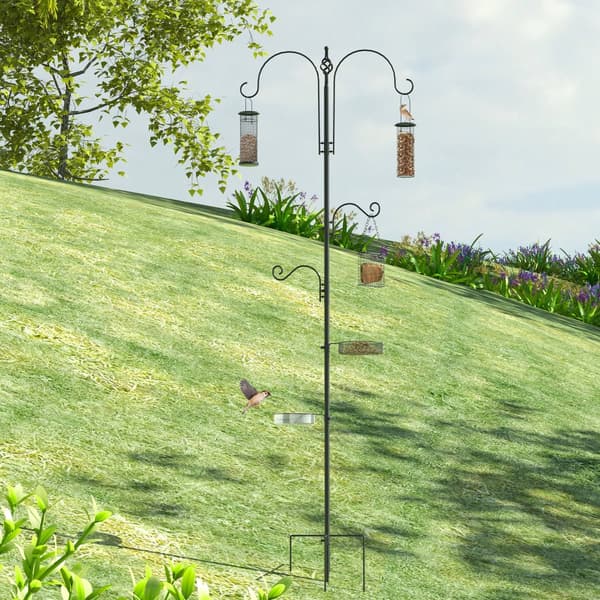 Fågelmatningsstation Set, 54.5x54.5x208 cm, Svart