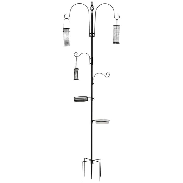 Fågelmatningsstation Set, 54.5x54.5x208 cm, Svart