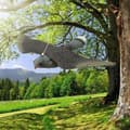 Miniatyrbild 6 av 7: Lollanda Fågelskrämma Falk – realistisk trädgårdsörn för att skrämma bort fåglar och skydda din trädgård