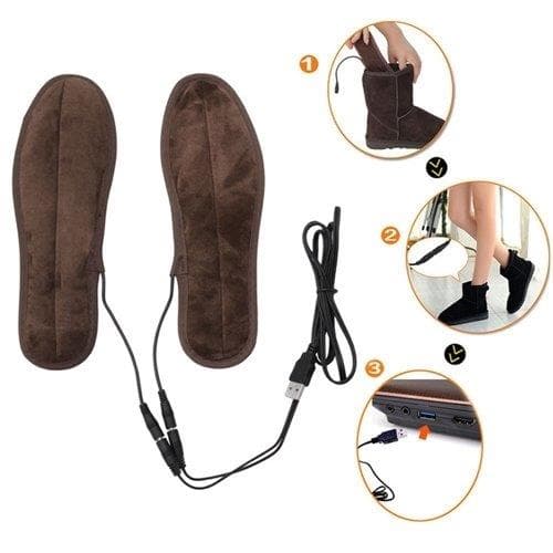 Lämmittävät pohjalliset / sähkölämmitteiset kenkäpohjat USB-liitännällä - Koot 37-38