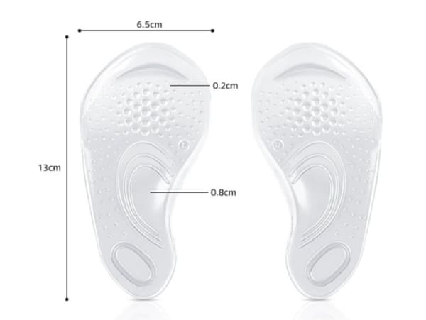 INF 1 par Flat Feet Arch Orthotic Support innleggssåler Gjennomsiktig