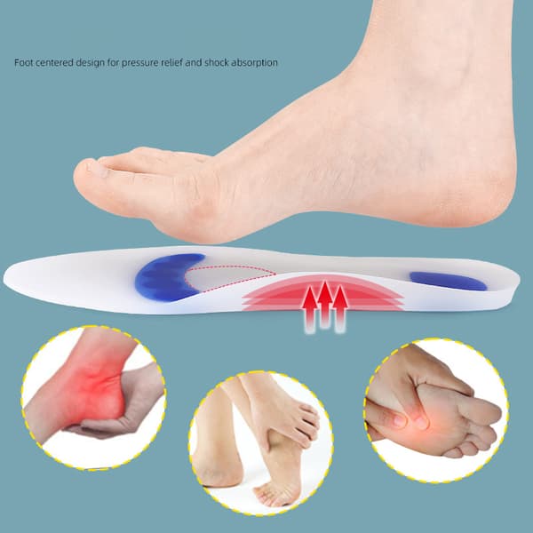 INF Silikon Gel-innleggssåler med støtte for fotbuen for lindring av plantar fasciitt