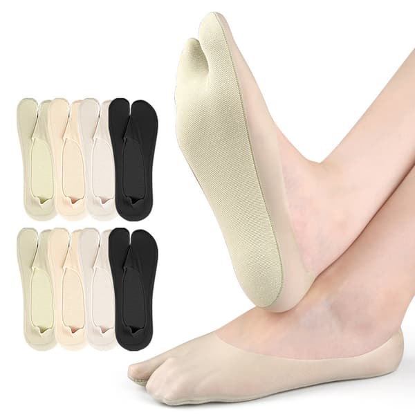 INF Ice Silk Split Toe No Show Socks - 4 Pairs Summer Socks