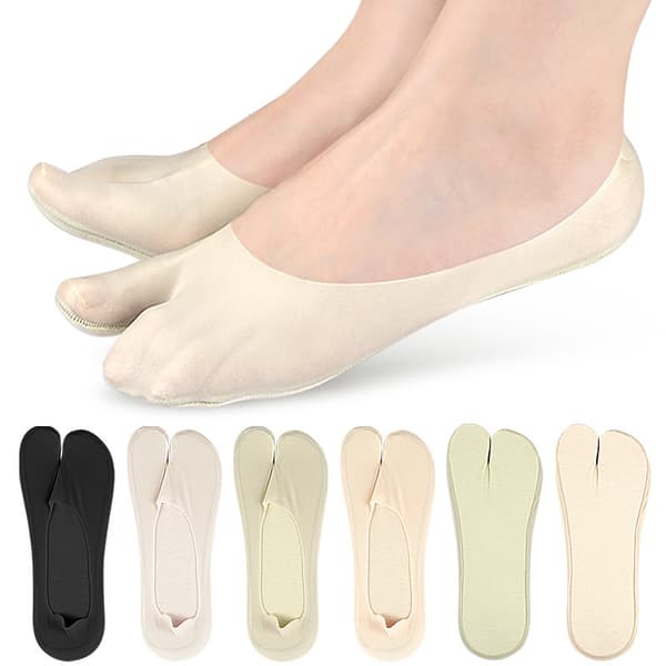INF Ice Silk Split Toe No Show Socks - 4 Pairs Summer Socks