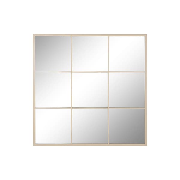 Vægspejl Home ESPRIT Beige Vindue Scandi 90 x 2 x 90 cm