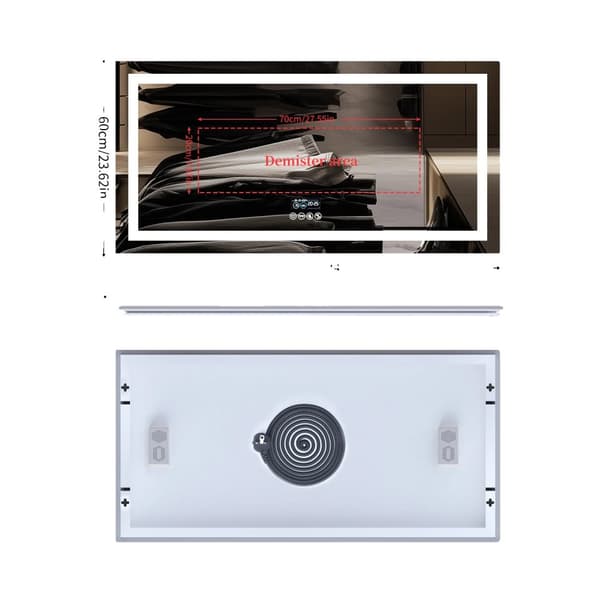 LUVODI LED Badeværelsesspejl, Bluetooth Højttaler, Smarte Skærmfunktioner,120x60 cm (48x24 tommer)