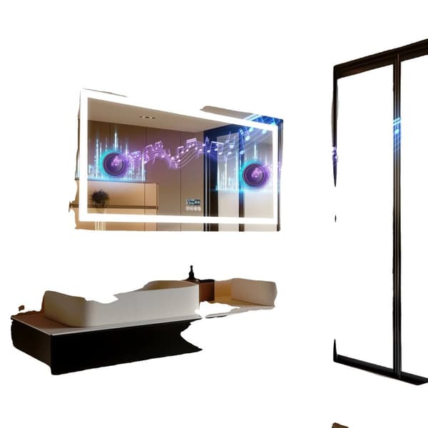 LED Badeværelsesspejl, Bluetooth Højttaler, Dæmpbart Lys,40x24 tommer