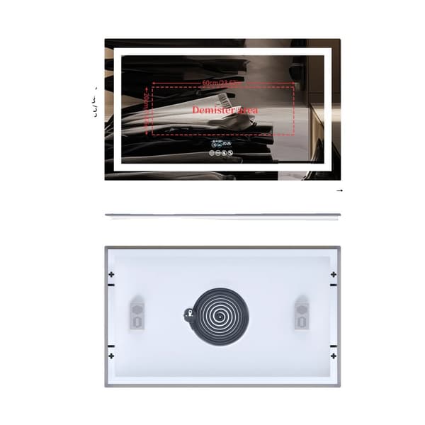 LUVODI LED Badeværelsesspejl, Bluetooth Højttaler, Smarte Skærmfunktioner,100x60 cm (40x24 tommer)