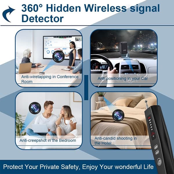RF-signaldetektor GPS WiFi Tracker kamera feildetektor Anti-spion infrarød skanner
