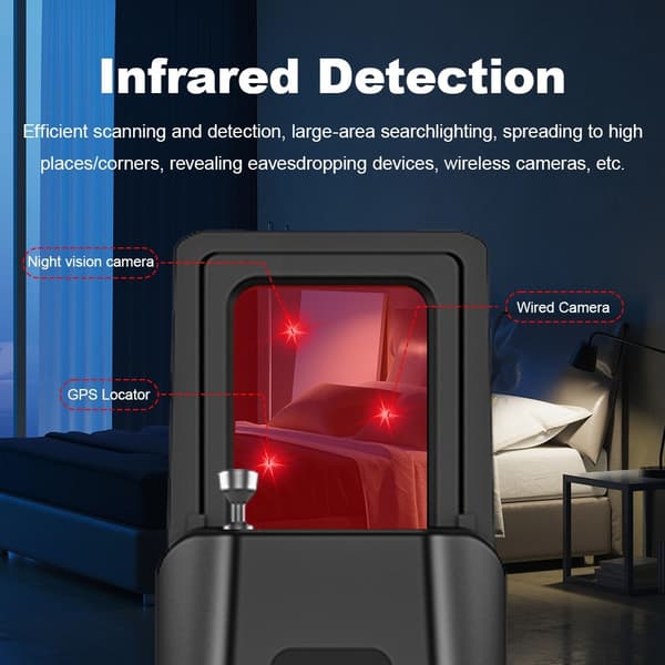 RF-signaldetektor GPS WiFi Tracker kamera feildetektor Anti-spion infrarød skanner