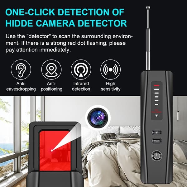 RF-signaldetektor GPS WiFi Tracker kamera feildetektor Anti-spion infrarød skanner