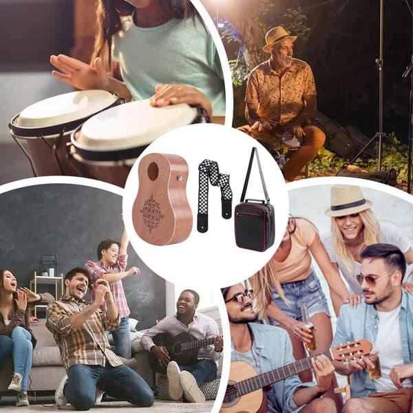 Percussion Håndtromme, Bærbar Guitarform, 5 Trommepuder, Inkluderer Opbevaringspose