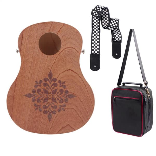Percussion Håndtromme, Bærbar Guitarform, 5 Trommepuder, Inkluderer Opbevaringspose
