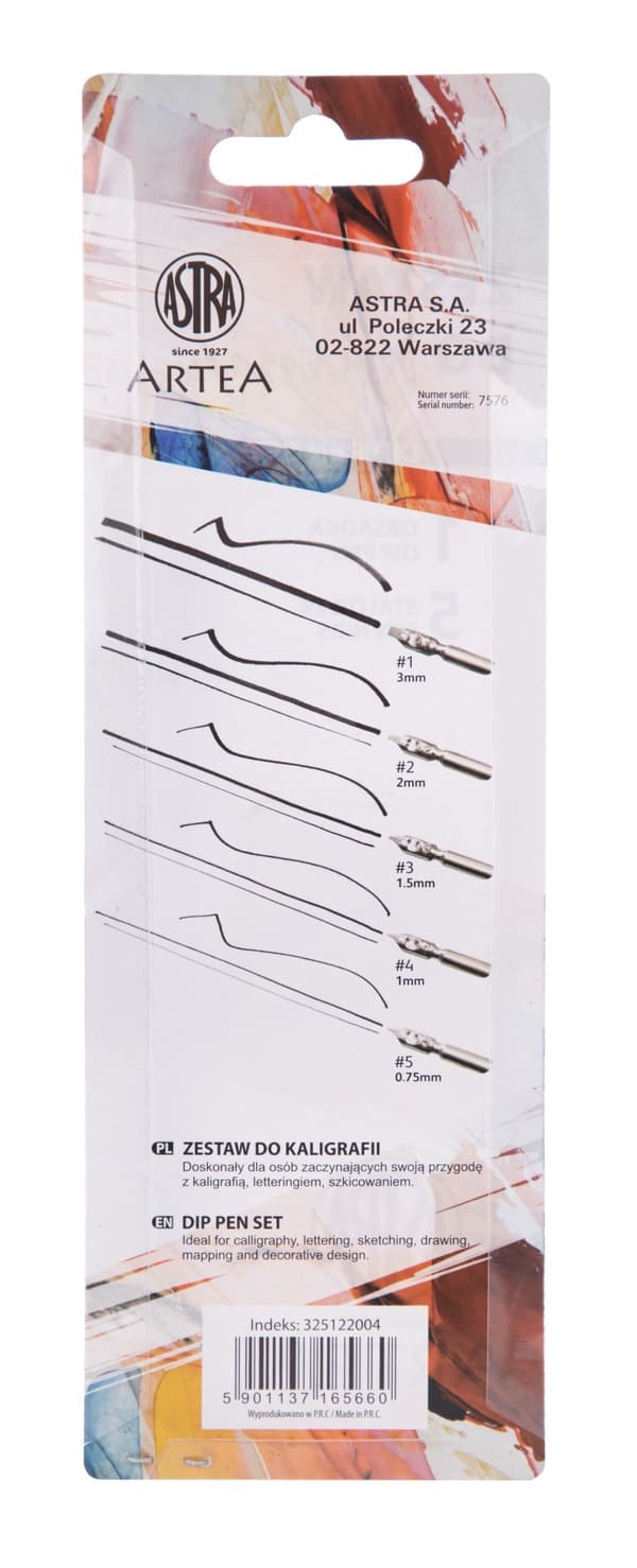 Artea Astra kalligrafisæt med 5 nibs med holder