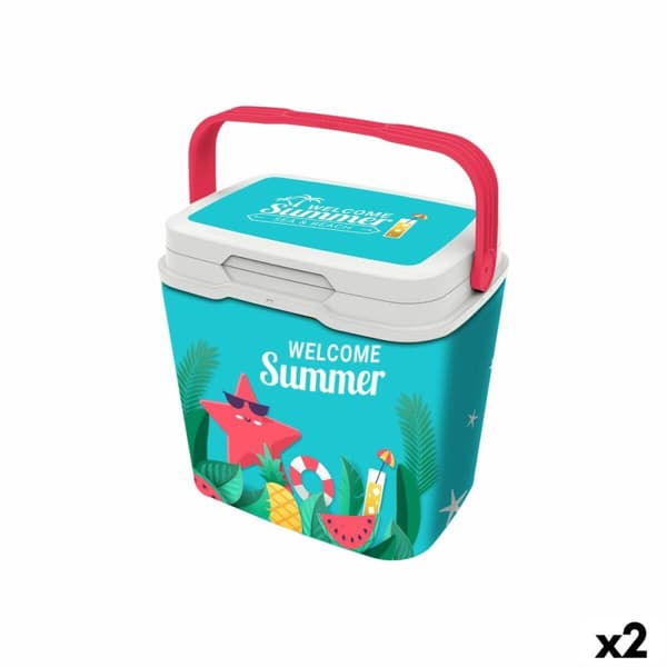 Bærbart Kjøleskap Aquapro Welcome Summer Flerfarget 25 L 38 x 29 x 39 cm (2 enheter)