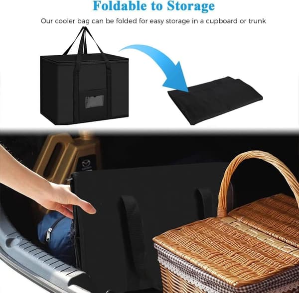 40L blød køletaske, foldbar termotaske til picnic og madlevering