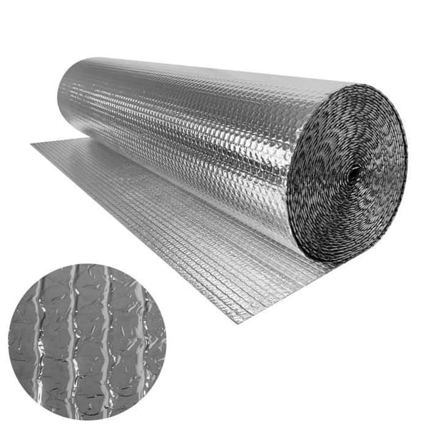 XMTECH 1x15 m bubbelvärmeisolering, dubbelsidig aluminiserad film, 3-4 mm aluminiserad isoleringsfilm för radiatorgolv Takvägg