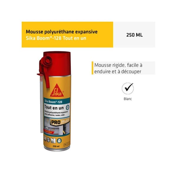 Expanderande skum - Sika - SikaBoom 128 - 250ml - Polyuretan - A+ Luftkvalitet inomhus - Styv