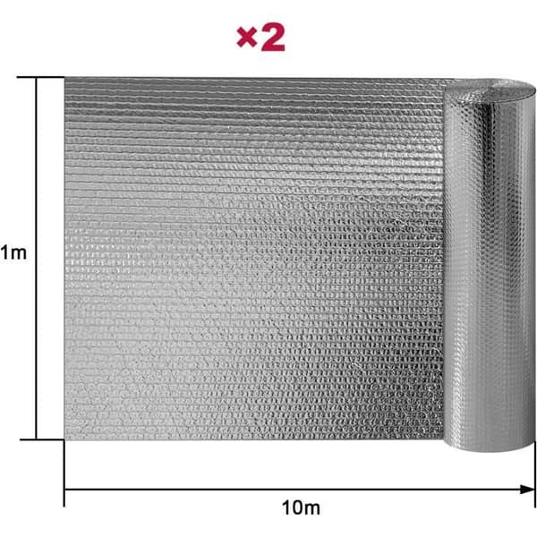 LZQ aluminiumisoleringsfilm för radiatorer och radiatorer, 3-4 mm, för isolering av tak, golv, väggar, 1 × 20 m, Silver