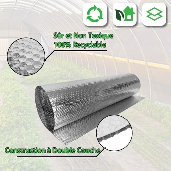 LZQ aluminiumisoleringsfilm för radiatorer och radiatorer, 3-4 mm, för isolering av tak, golv, väggar, 1 × 30 m, Silver