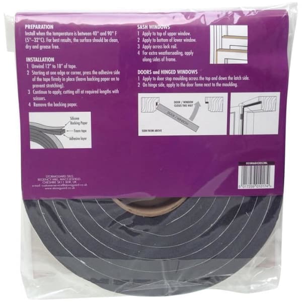 Tjock skumgummilist (extra bred + extra tjock för stora sprickor) - 3,05m