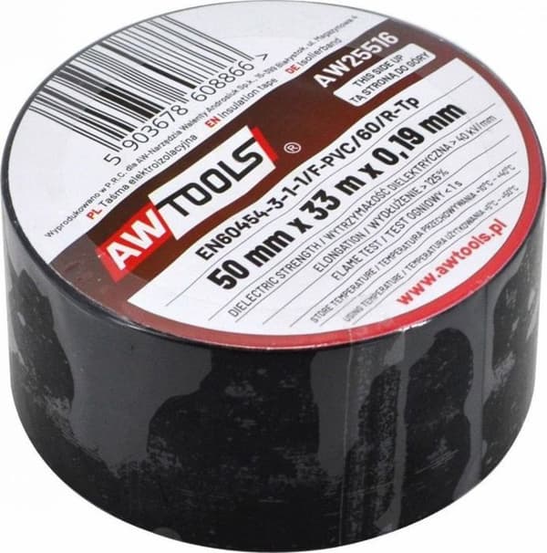 Isolerande syntetiskt (polystyren - skum - tunn isolering - reflekterande) Awtools - AW25516 - ISOLERINGSTEJP 50 mm x 33 m SVART