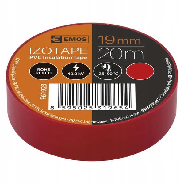 PVC Kabelisoleringstape 20m/19mm Rød