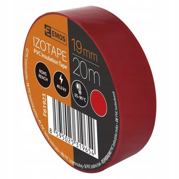 PVC Kabelisoleringstape 20m/19mm Rød