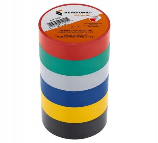 Kabelisoleringstape farvet PVC 6 stk. fleksibel 17 mm