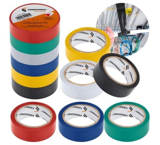 Kabelisoleringstape farvet PVC 6 stk. fleksibel 17 mm
