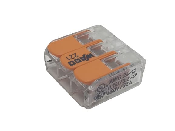 Pikaliitin vivuilla 3x0.2-4.0mm2 läpinäkyvä Wago 1 kpl.