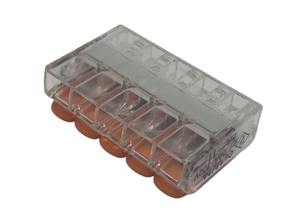 Lynkobling med vippegreb 5x0,2-4,0mm2 transparent Wago 1 stk.