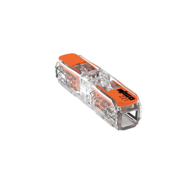 Lynkobling, installationsstik, gennemføring, 2x0,2-4,0mm2, transparent, Wago 221-2411, 1 stk.
