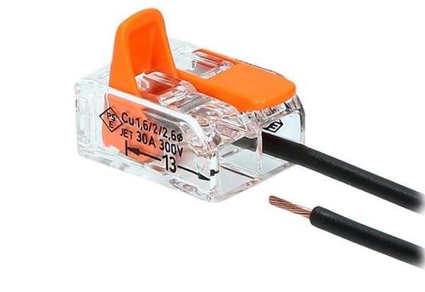 Lynkobling med vippearm 2x0,5-6,0mm2 transparent Wago 221-612 1 stk.