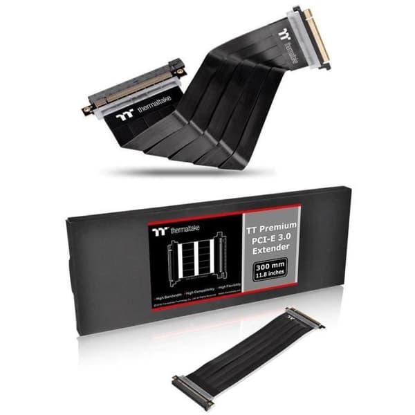 THERMALTAKE Cable Riser PCI-E 3.0 Extender 16X / 300mm / 8Gbps - Intern PC-anslutning