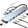 Miniatyrbild 2 av 4: USB C-hubb, 1 port USB 3.0, 3 portar USB 2.0, PD 5W, med USB-C datadelare USB Bärbar för MacBook Pro/Air m.m., Grå
