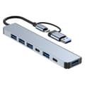 Miniatyrbild 1 av 4: USB C-hubb, 1 port USB 3.0, 3 portar USB 2.0, PD 5W, med USB-C datadelare USB Bärbar för MacBook Pro/Air m.m., Grå
