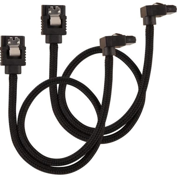 CORSAIR Premium SATA 6Gbps mantlad kabel svart - 30cm 90° - (CC-8900278)