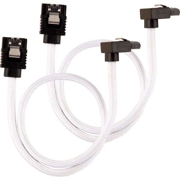 CORSAIR Premium SATA 6Gbps mantlad kabel Vit 30cm 90° - (CC-8900279)